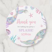 マーメイドテール4歳の誕生日パーティーラウンド フェイバータグ (正面)