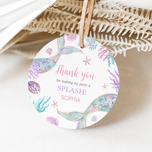 マーメイドテール4歳の誕生日パーティーラウンド フェイバータグ