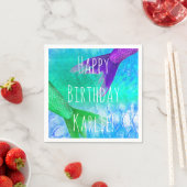 マーメイドテール&はかりで測ティール（緑がかった色）パープル スタンダードカクテルナプキン (インサイチュ)