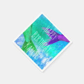 マーメイドテール&はかりで測ティール（緑がかった色）パープル スタンダードカクテルナプキン (角)