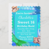マーメイドテール&コンチシェルスイート16パーティー 招待状 (正面)