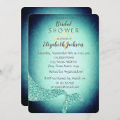 マーメイドテール、金ゴールドハートブライダルシャワー 招待状 (正面/裏面)