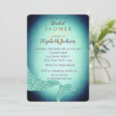 マーメイドテール、金ゴールドハートブライダルシャワー 招待状 (スタンド正面)