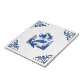 マーメイドデルフトブルー&ホワイトフローラコーナー タイル (側面)