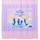 マーメイドトリオ |すべての人魚へようこそ |水玉模様 シャワーカーテン (正面)