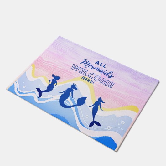マーメイドトリオ |すべての人魚ウェルカムドアマット ドアマット (アングル)