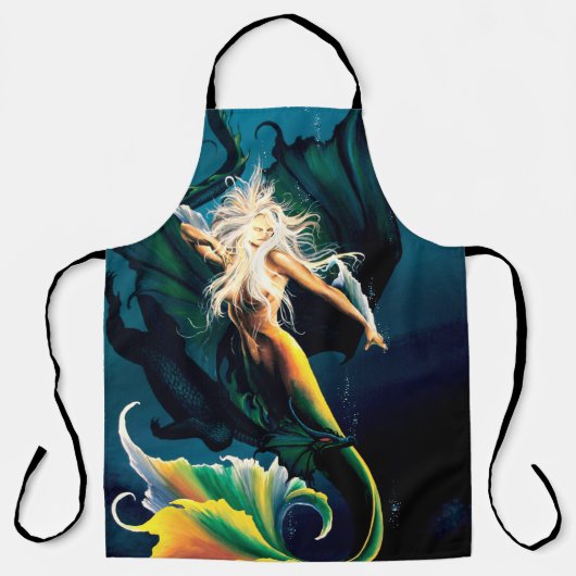 マーメイドドラゴンファンタジーブルー エプロン (正面)