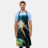 マーメイドドラゴンファンタジーブルー エプロン (着用した状態)