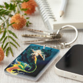 マーメイドドラゴンファンタジーブルー キーホルダー (正面右)