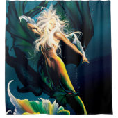 マーメイドドラゴンファンタジーブルー シャワーカーテン (正面)