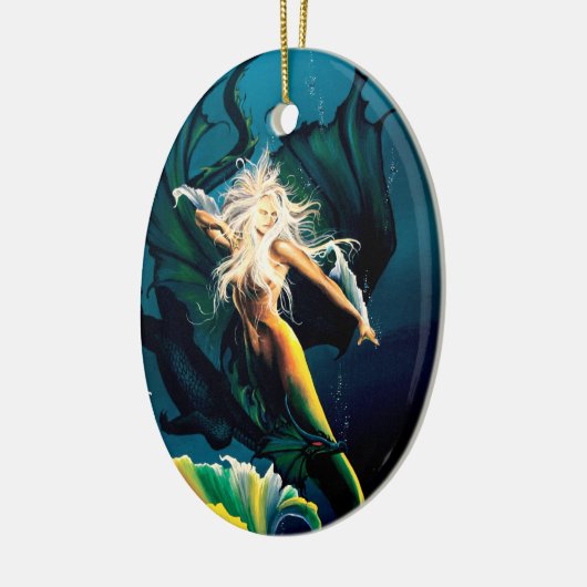 マーメイドドラゴンファンタジーブルー セラミックオーナメント (左)