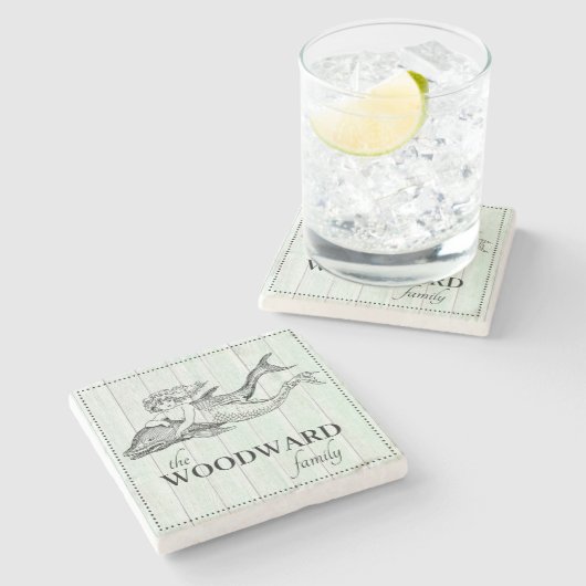 マーメイドドルフィンファミリーネームレイクビーチハウス ストーンコースター (横)