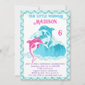 マーメイドドルフィンブルーシー海アクアバースデーパーティー 招待状 (正面)