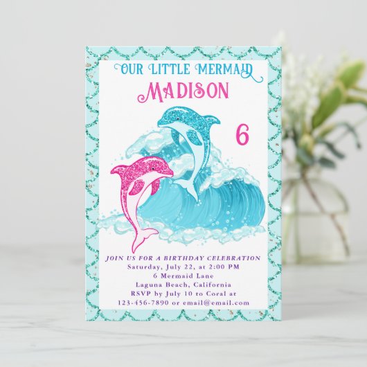 マーメイドドルフィンブルーシー海アクアバースデーパーティー 招待状 (スタンド正面)