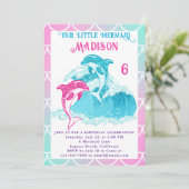 マーメイドドルフィンブルーシー海ピンクバースデーパーティー 招待状 (スタンド正面)
