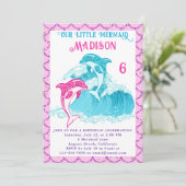 マーメイドドルフィンブルーシー海ピンクバースデーパーティー 招待状 (スタンド正面)