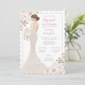 マーメイドドレスの華やかな花嫁のブライズシャワー 招待状 (スタンド正面)