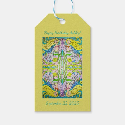 マーメイドハッピーバースデーギフトラベル ギフトタグ (正面)