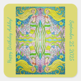 マーメイドハッピーバースデーシール スクエアシール