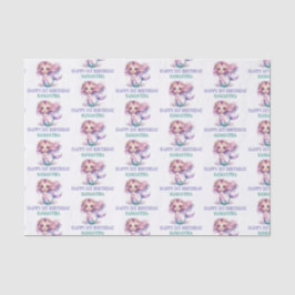 マーメイドハッピーファースト誕生日パープルとターコイズ 薄葉紙