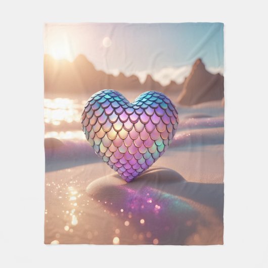 マーメイドハート フリースブランケット (正面)