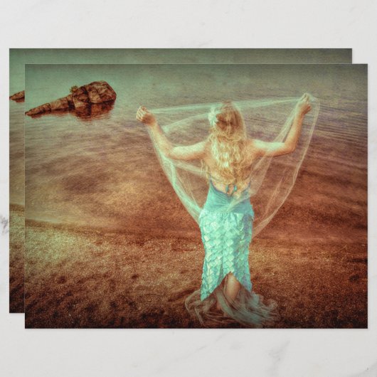 マーメイドバイザシーヴィンテージティール（緑がかった色）ブラウン (正面/裏面)