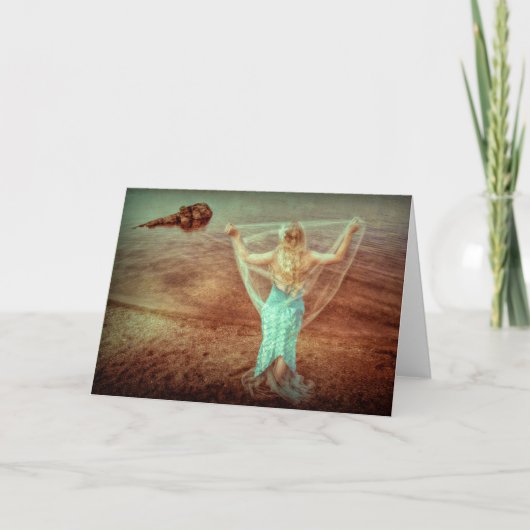 マーメイドバイザシーヴィンテージティール（緑がかった色）ブラウン カード (正面)