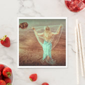 マーメイドバイザシーヴィンテージティール（緑がかった色）ブラウン スタンダードランチョンナプキン (インサイチュ)