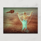 マーメイドバイザシーヴィンテージティール（緑がかった色）ブラウン ポストカード (正面)