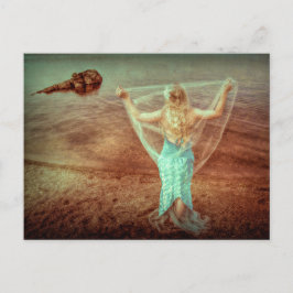 マーメイドバイザシーヴィンテージティール（緑がかった色）ブラウン ポストカード