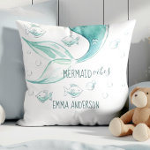 マーメイドバイブウォーターカラー航海のフィッシュモノグラム クッション