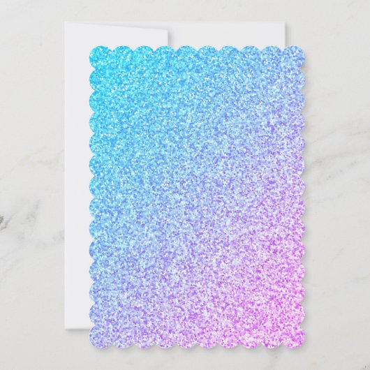 マーメイドバブルグリッターパープルティール（緑がかった色）ベビー誕生日 招待状 (裏面)