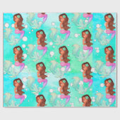 マーメイドバブル青ピンクダークヘア明るい ラッピングペーパー (フラット)