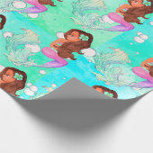 マーメイドバブル青ピンクダークヘア明るい ラッピングペーパー (角)