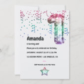 マーメイドバルーン1歳の誕生日招待状 招待状 (正面)