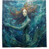 マーメイドバンゴッホスタイルシャワーカーテン シャワーカーテン (正面)