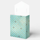 マーメイドバースデーパーティパーソナライズされたティール（緑がかった色）金ゴールド フェイバーボックス (オープン)