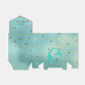 マーメイドバースデーパーティパーソナライズされたティール(緑がかった色)金ゴールド フェイバーボックス (折り畳みなし)