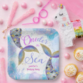 マーメイドバースデーパーティーガールズブルーティール(緑がかった色)紙 ペーパープレート (パーティー)