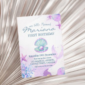 マーメイドバースデーパーティーパールファースト誕生日 招待状