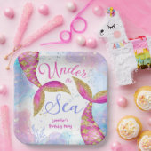 マーメイドバースデーパーティーピンクガールズ紙 ペーパープレート (パーティー)