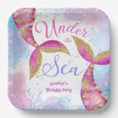 マーメイドバースデーパーティーピンクガールズ紙 ペーパープレート (正面)