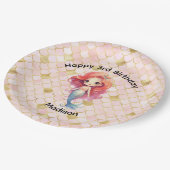 マーメイドバースデーパーティー小さな女の子 ペーパープレート (アングル)