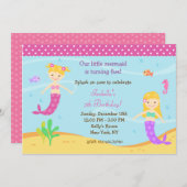 マーメイドバースデーパーティ招待状 招待状 (正面/裏面)