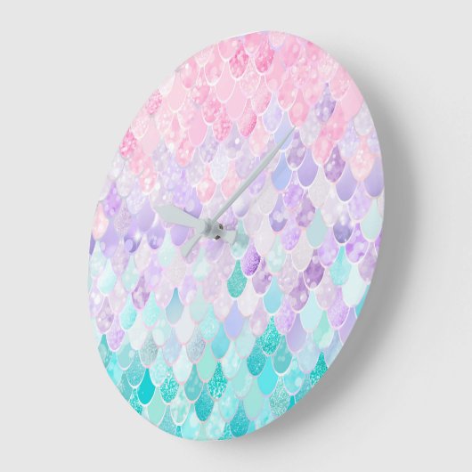 マーメイドパステルガールズベッドルーム子供部屋クロック ラージ壁時計 (傾斜)