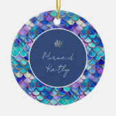 マーメイドパタはかりで測ーンの女の子名クリスマス セラミックオーナメント (正面)