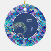 マーメイドパタはかりで測ーンの女の子名クリスマス セラミックオーナメント (裏面)