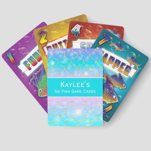マーメイドパターンカスタムモノグラム女の子 トランプ (裏面)