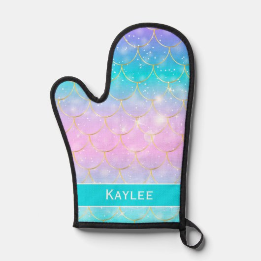 マーメイドパターンカスタムモノグラム女の子 鍋つかみ (正面)
