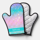 マーメイドパターンカスタムモノグラム女の子 鍋つかみ (正面/裏面)